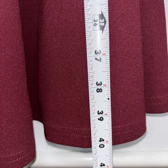 Missmay Burgundy Lace Fit Flare Cocktail Dress Stretch 3/4 Sleeve Sz L Midi - Picture 8 of 10